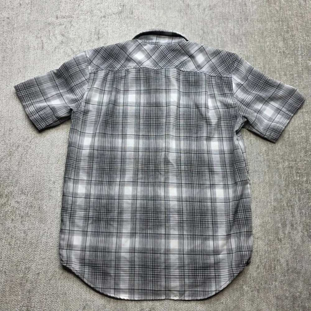 Orvis Mens Medium Gray Plaid Short Sleeve Button Down Shirt Classic Collection